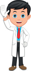 Fototapeta premium cartoon cute young doctor waving