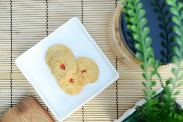 Homemade cookies call Kuih Samperit in Malay, is a traditional Malaysian cookies served when Hari Raya Aidilfitri festival.