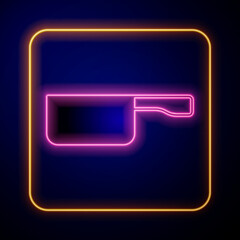 Glowing neon Frying pan icon isolated on black background. Fry or roast food symbol. Vector