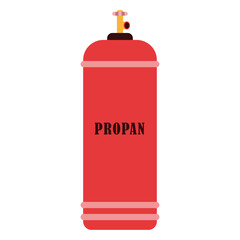 Icon of an iron red large propane tank on a white background with a valve. Deficit in the world, crisis. Expensive energy resources Vector flat illustration. Gas storage tank.