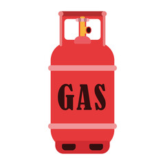Red gas bottle icon isolated on white background. Gas shortage in the world, crisis. Dangerous explosive. Fuel storage tank. Vector flat illustration.