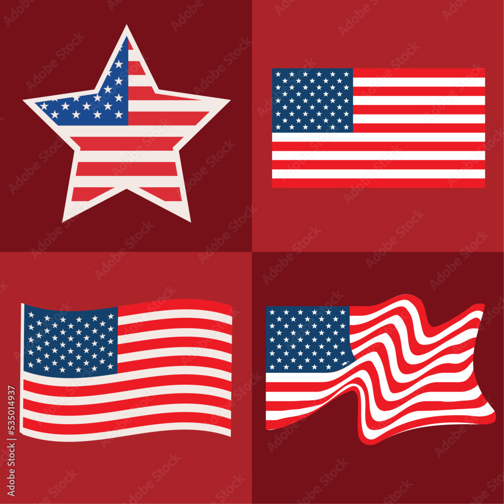 Canvas Prints set, flag united states of america