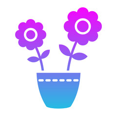 Flower Pot Glyph Gradient Icon