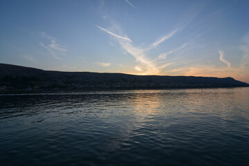 tramonto della città di pag capoluogo dell'isola di pag