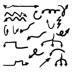 Set of black arrows, great design for any purposes. Line drawing. Illustration for web design. Computer interface. Vector graphic illustration. Template design. Business concept. Website banner.