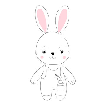 rabbit cartoon sketch ,outline isolated