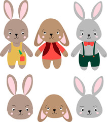 rabbit hare cartoon on white background, isolated