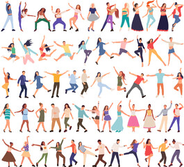 dancing people set on white background, isolated vector