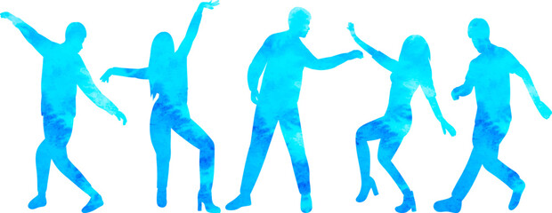 people dancing watercolor silhouette on white background isolated vector