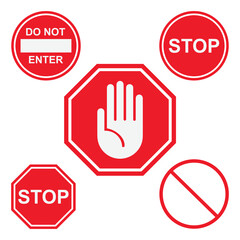 set of the restricted and dangerous vector sign isolated.illustration of traffic road and stop symbol,warning and attention. - obrazy, fototapety, plakaty