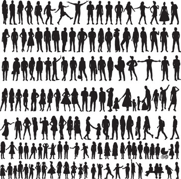 people set silhouette on white background isolated vector