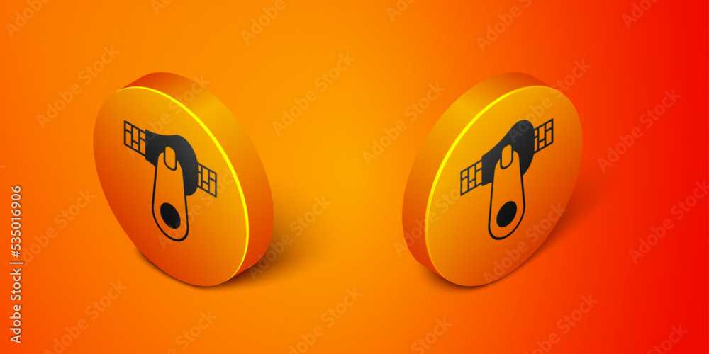 Wall mural Isometric Zipper icon isolated on orange background. Orange circle button. Vector