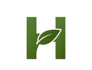 letter h with leaf logo. creative initial logo design. eco friendly and environment symbol. isolated vector image
