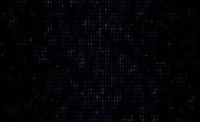 Secret number matrix dark blue illuminated abstract background. 