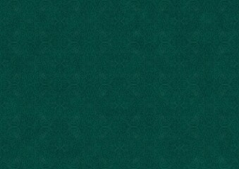 Hand-drawn unique abstract symmetrical seamless ornament. Bright semi transparent green on a deep cold green background. Paper texture. Digital artwork, A4. (pattern: p07-1c)