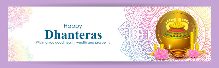 Vector illustration of Happy Dhantera Indian festival greeting