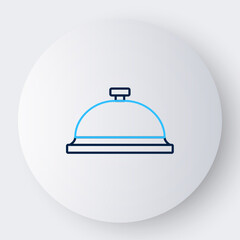 Line Covered with a tray of food icon isolated on white background. Tray and lid sign. Restaurant cloche with lid. Colorful outline concept. Vector