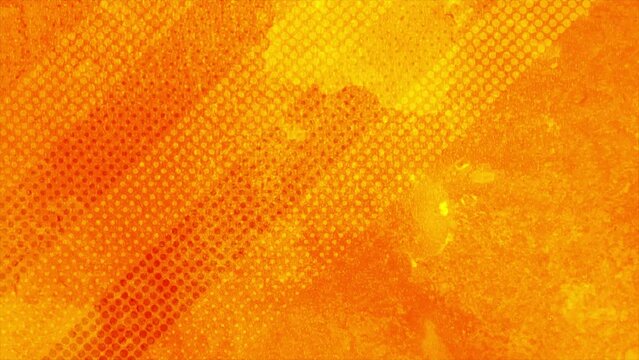 Abstract orange dotted pattern geometric grunge background. Seamless looping retro haftones motion design. Video animation Ultra HD 4K 3840x2160