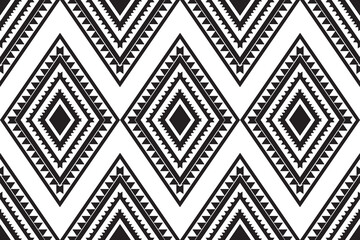 Geometric ethnic pattern seamless for background or wallpaper. Vector illustration. Design for carpet, wrapping, fabric, textile and more. Black and white