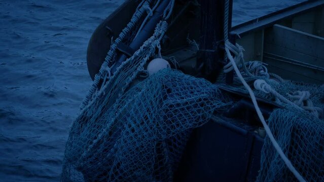 Fishing Nets On Trawler In The Evening

