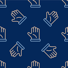 Line Beekeeper glove icon isolated seamless pattern on blue background. Vector