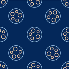 Fototapeta na wymiar Line Moon icon isolated seamless pattern on blue background. Vector
