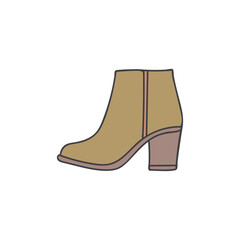 Woman autumn heels. Woman shoes colorful doodle illustration in vector. Heel shoes illustration in vector