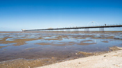 Pools of water in front of Southport Pier