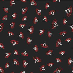 Line Fishing float in water icon isolated seamless pattern on black background. Fishing tackle. Vector