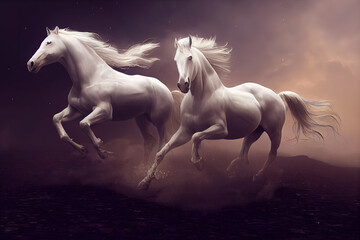 Obraz na płótnie Canvas White horse galloping