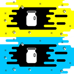 White Glass jar with screw-cap icon isolated on black background. Vector