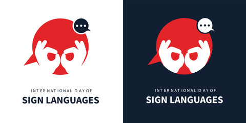 International day of sign language awareness. Modern social media sign language post. world sign language day. Vector illustration. Sign languages celebration. Week of the deaf. Poster. Love. Hand.