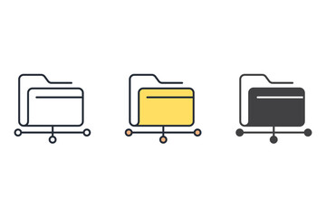 network folder thin line icons. Vector illustration isolated on white. Editable stroke.