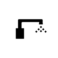 Vector image of a water tap. Water is pouring from the tap. Symbol for the restroom