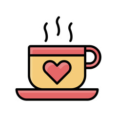 Valentine day element  cup of coffee with heart