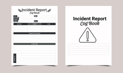 incidents report log book KDP Interior design.  Printable logbook