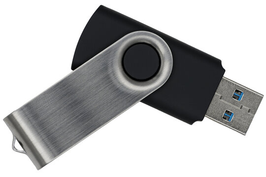 Foldable USB flash drive on white background