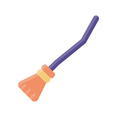 Flying Broom Halloween Illustration