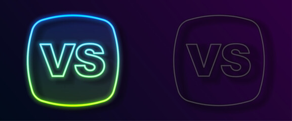 Glowing neon line VS Versus battle icon isolated on black background. Competition vs match game, martial battle vs sport. Vector