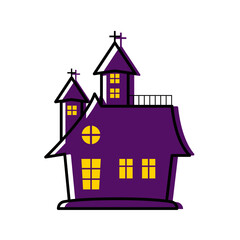 Haunted House Halloween Illustration 