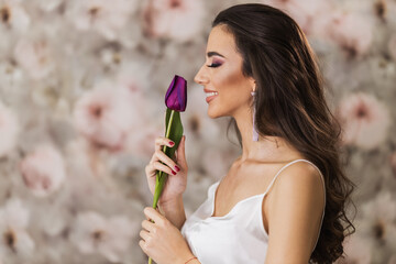 Woman With Purple Tulip