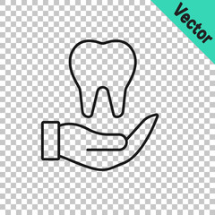 Black line Tooth icon isolated on transparent background. Tooth symbol for dentistry clinic or dentist medical center and toothpaste package. Vector