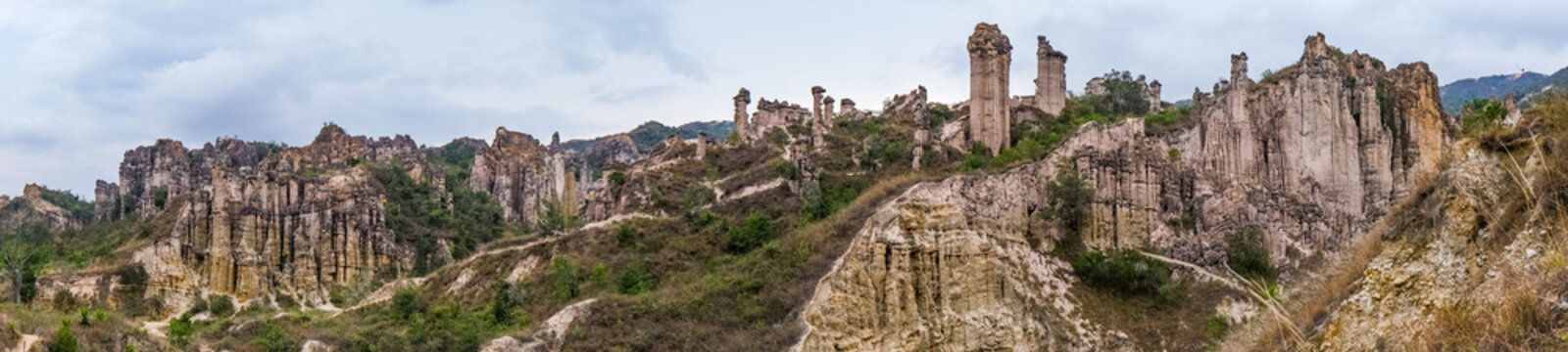 Los Estoraques Unique Natural Area, national park in the&nbsp;Cordillera Oriental of Colombia,&nbsp;Norte de Santander Department. Large brownstone pedestals and columns formed by erosion. Travel destination