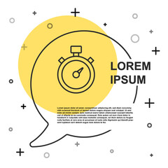 Obraz premium Black line Stopwatch icon isolated on white background. Time timer sign. Chronometer sign. Random dynamic shapes. Vector