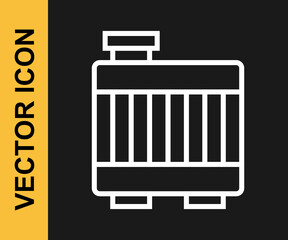 White line Car radiator cooling system icon isolated on black background. Vector