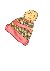 Winter pinkish red-yellow cap