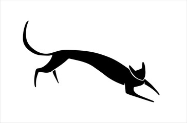 Black cat sihouette, isolated vector. Lying сat