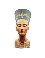 Ancient Egyptian bust of Nefertiti isolated - obrazy, fototapety, plakaty