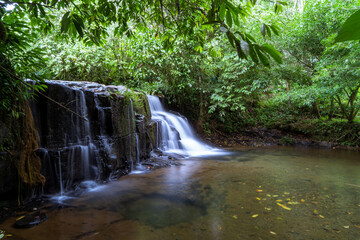 Photograph of a beautiful waterfall of clean water