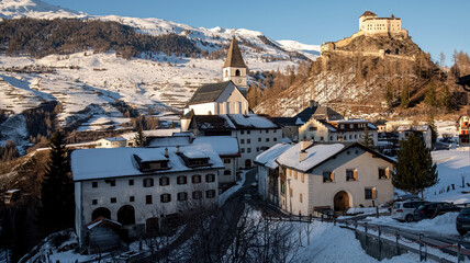 Village of Tarasp in the Engadin region, Switzerland
